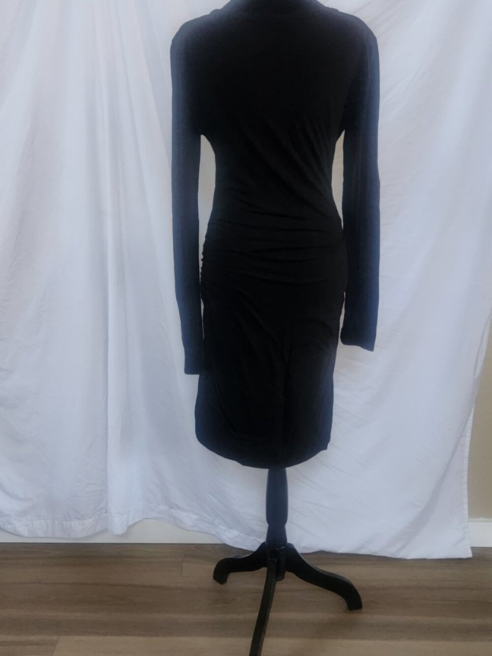 Pam and Gela black stretchy bodycon mini dress with side zipper, M
